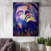 Purple Graphic Abstract Art Woman