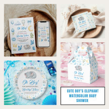 Watercolor Blue Elephant | Boy’s Baby Shower 