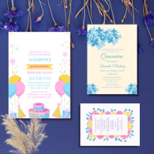  Cute, colorful & vibrant quinceañera invitations.