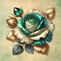 Emerald and Gold Roses Birthday