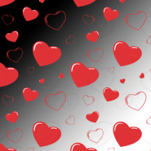 Red glossy passion hearts, cute romantic pattern