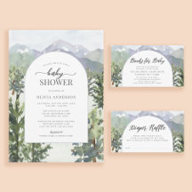 Watercolor Mountain Forest Arch Baby Shower