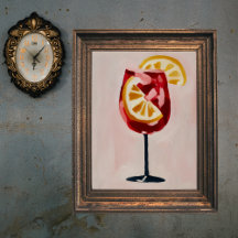 Vintage Retro Aperol Spritz Cocktail Watercolor 