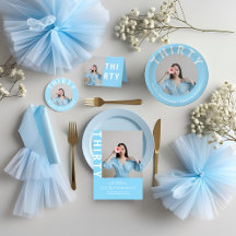 Custom Photo Sky Blue 30th Birthday Collection