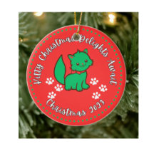 Meowy Christmas: Cat-Themed Red and Green Pattern