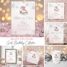 Ice Skating Pink and Silver Glitter Birthday Party