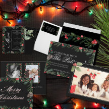 Christmas Garland with Holly Watercolor Collection