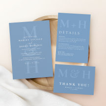 Modern Dusty Blue Monogram Wedding