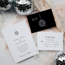 Minimal Disco Ball Black and White Wedding