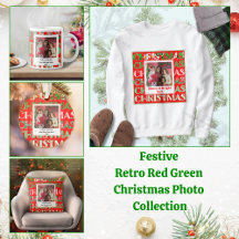 Festive Retro Red Green Christmas Photo Collection