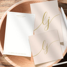 Monogram Calligraphy Script Blush Pink Gold Name