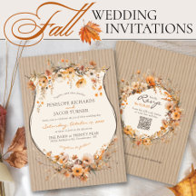 Elegant Fall Rustic Autumn Wedding Invitations