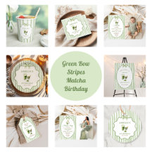 Green Bow Stripes Matcha Birthday