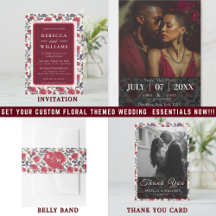 Rose Themed Wedding Invitation Card & Essentials