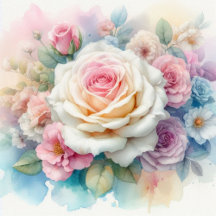 Roses theme watercolor and drawing 