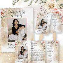 Celebration of Life Peach and Gold Obituary