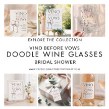 Vino Before Vows Doodle Wine Glasses Bridal Shower