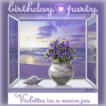 Violets in the moon jar decoration & gift ideas