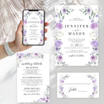 Modern Lilac Purple Floral Wedding 