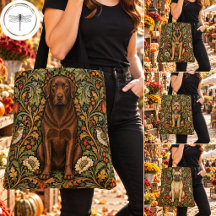 William Morris Style Dog Breed Tote Bags