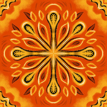Orange boho hippie floral pattern