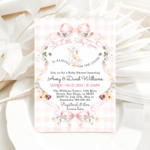 Editable Silly Goose Baby Shower Pink Bow