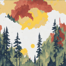 Orange & Green Woodlands Pattern