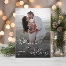 Modern Elegant Wedding Announcement Photo Card