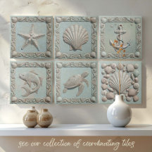 Ceramic Tile Trompe L’oeil Marine Life Collection