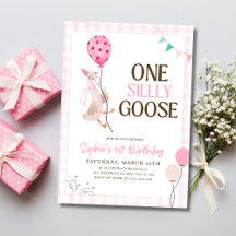 One Silly Goose Birthday, Girl 1st Birthday Pink