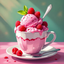 A Cute Illustration of Raspberry Ice Cream