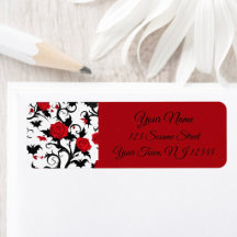 White Gothic Home Decor with Red Roses & Bats