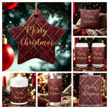 Gold Red Cross Pattern, Gold Merry Christmas 