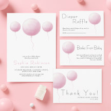 Modern Pastel Pink Balloon Baby Girl Shower