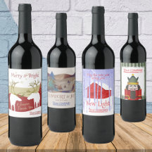 Company Promotional Christmas Wine Bottle Labels