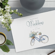 | WEDDING | Blue Bicycle Birds Floral Watercolor