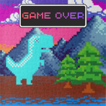 Funny Pixel Gamer Pixelated Dinosaur Illustration 