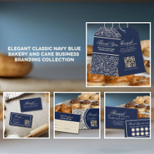 Elegant Classic Navy Blue Bakery and Cake Business