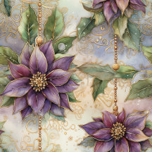 Purple Elegance: Luxe Poinsettia & Holly Christmas