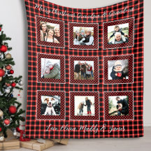 Rustic Modern Family Photo Christmas Blankets