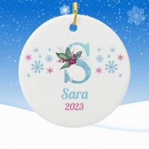 Personalized Floral and Ice Christmas Ornaments
