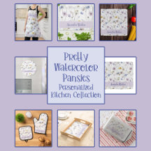 Pretty Watercolor Pansies Personalized Collection