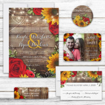 Rustic Sunflower and Red Roses Wedding Collection
