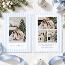 Classic Blue and White Stripe Christmas Stationery