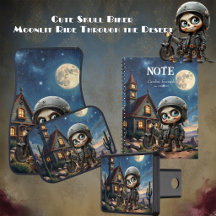 Cute Skull Biker | Moonlit Ride Through the Desert