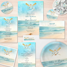 Watercolor Beach Oars Wedding
