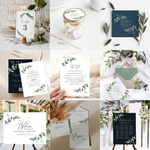 Invitation Verdure mariage Eucalyptus botanique moderne