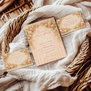 Serviette En Papier Mariage Élégant Pêche & Pétales