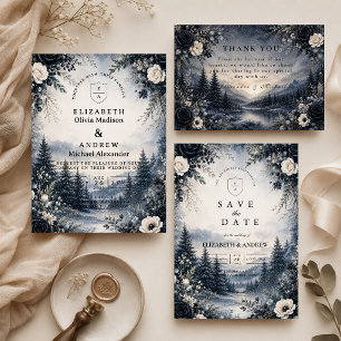 Cartons Réponse Élégance de mariage hivernal lunatique
