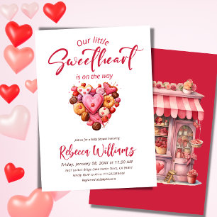 Poster Un petit Baby shower de coeur rouge doux